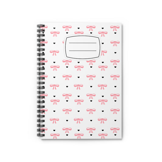 Charming Bow Spiral Notebook - Perfect for journaling, sketching, notes, gifts, back to school