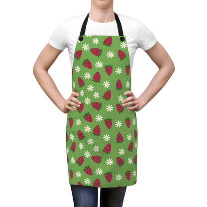 Cute Strawberry Print Kitchen Apron for Baking and Cooking