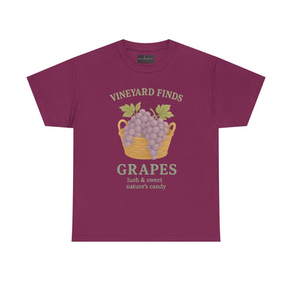 Vineyard Finds Heavy Cotton Tee - Sweet Grapes Design