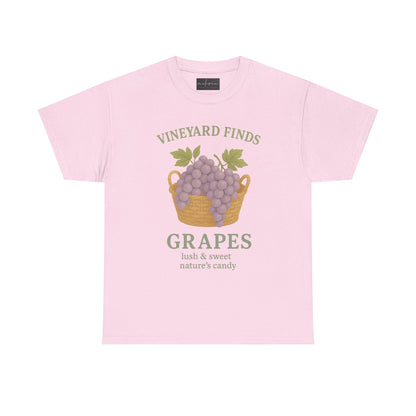 Vineyard Finds Heavy Cotton Tee - Sweet Grapes Design