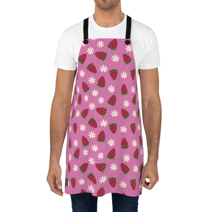 Cute Strawberry Print Kitchen Apron for Baking and Cooking