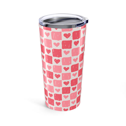 Heart Pattern Tumbler, Cute Travel Mug, Valentine's Day Gift, Personalized Coffee Cup, Love-Themed Drinkware