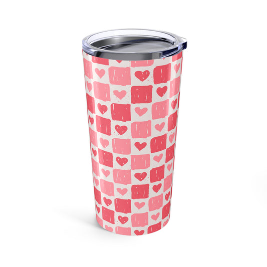 Heart Pattern Tumbler, Cute Travel Mug, Valentine's Day Gift, Personalized Coffee Cup, Love-Themed Drinkware