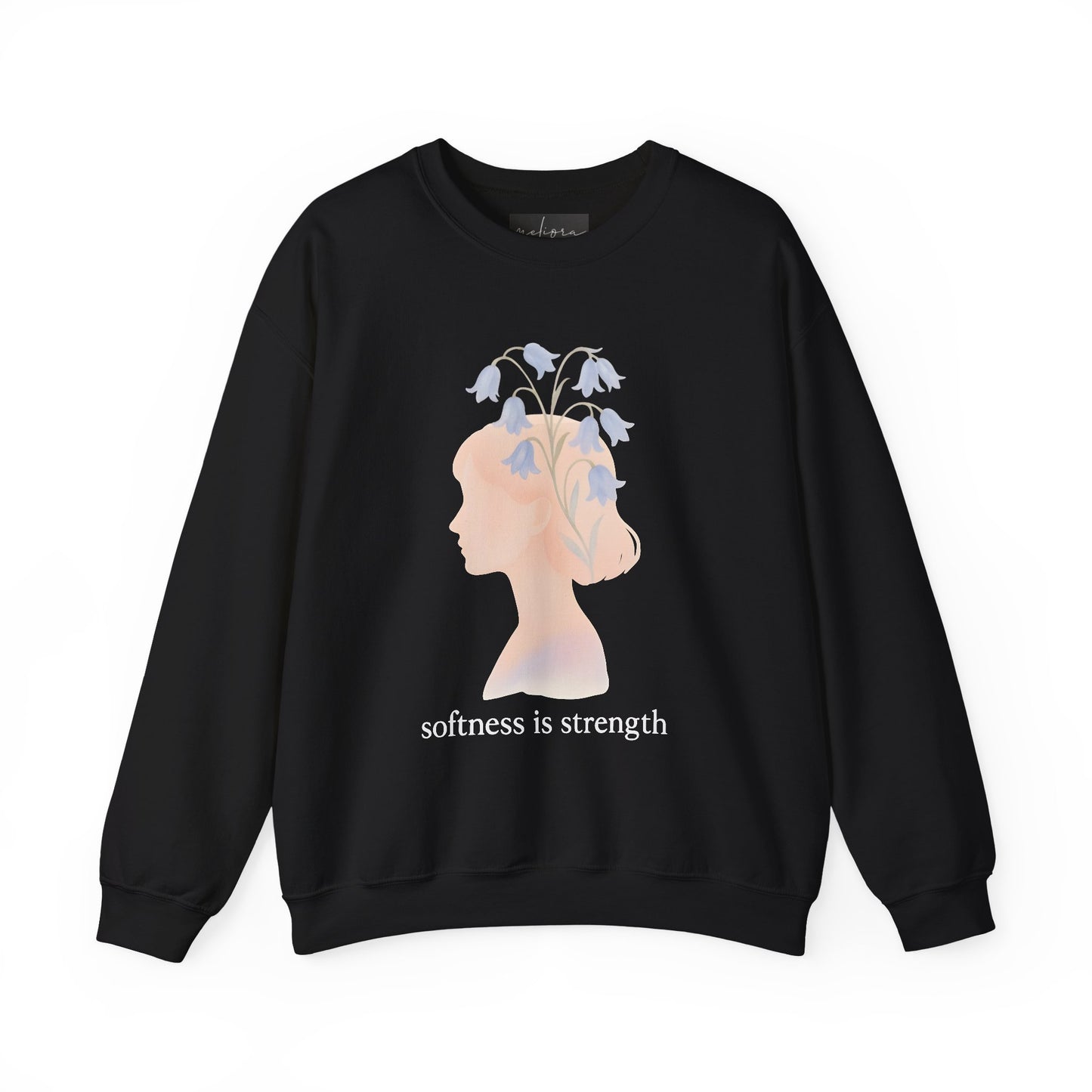 Bluebell flower, Softness is Strength Sweatshirt, Cozy Crewneck, Inspirational Gift, Affirmation Clothing, Casual Layering Top