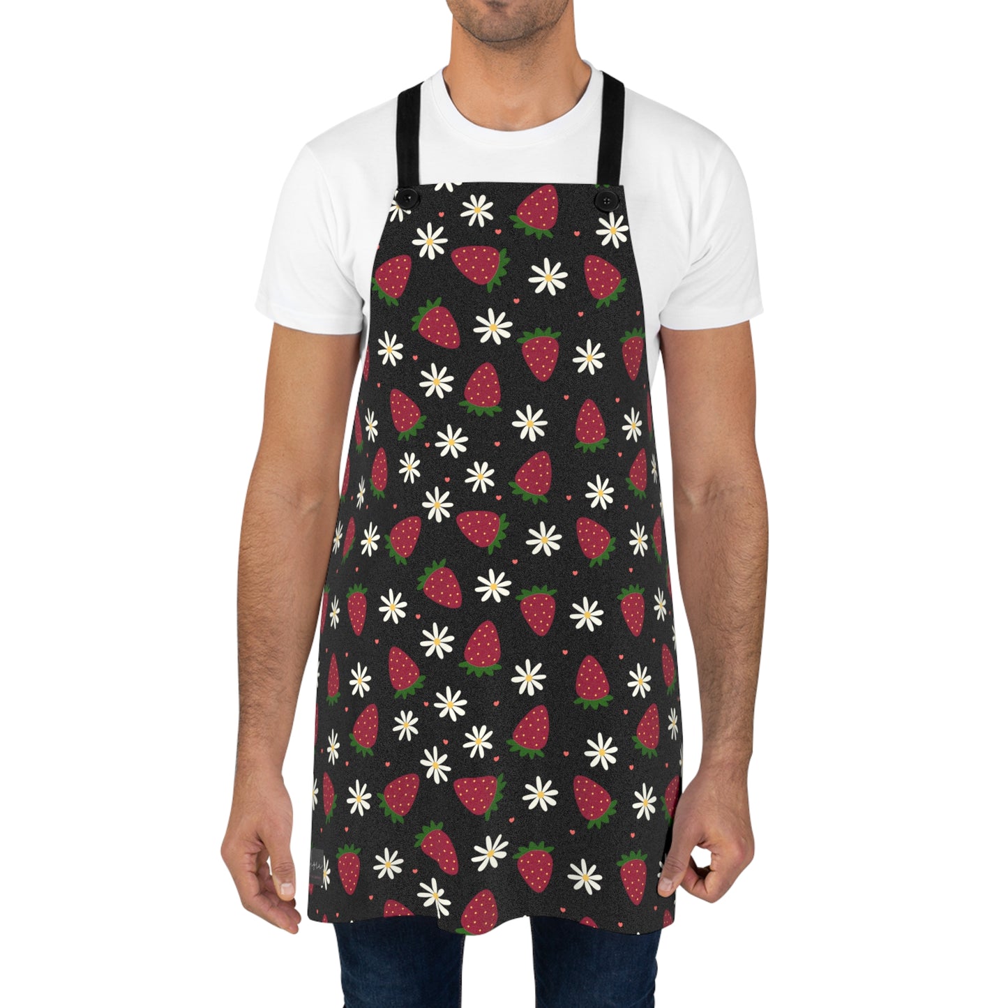 Cute Strawberry Print Kitchen Apron for Baking and Cooking