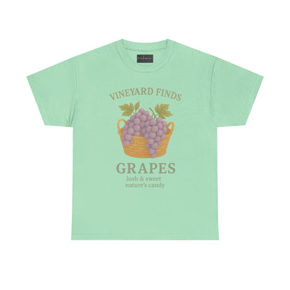 Vineyard Finds Heavy Cotton Tee - Sweet Grapes Design