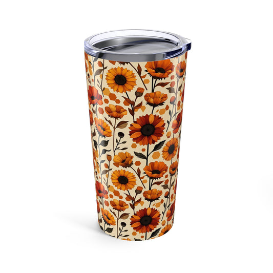 Boho Floral Tumbler, 20oz Travel Mug, Rustic Coffee Cup, Eco-Friendly Souvenir, Gift for Her, Fall Decor