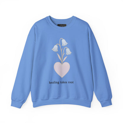 Bluebell flower- Healing Takes Root Sweatshirt - Heavy Blend™ Crewneck for Comfort and Wellness