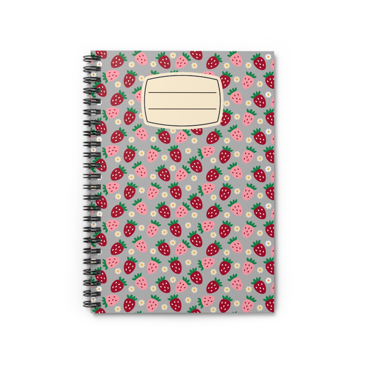Cute Strawberry Spiral Notebook - Perfect for School, Journaling, Gifts, Stationery, Floral Design