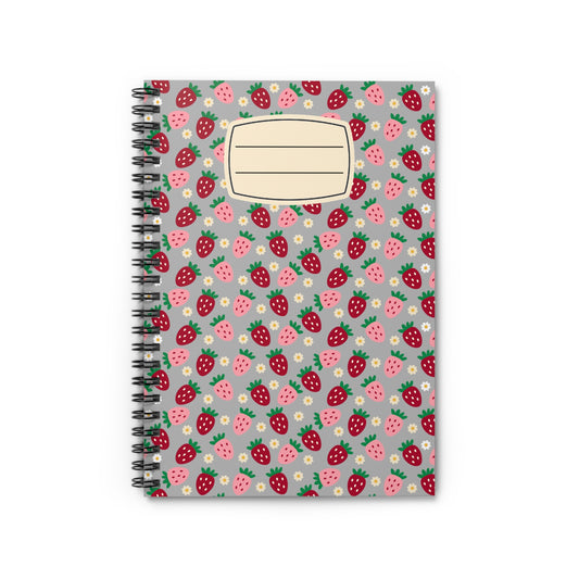 Cute Strawberry Spiral Notebook - Perfect for School, Journaling, Gifts, Stationery, Floral Design