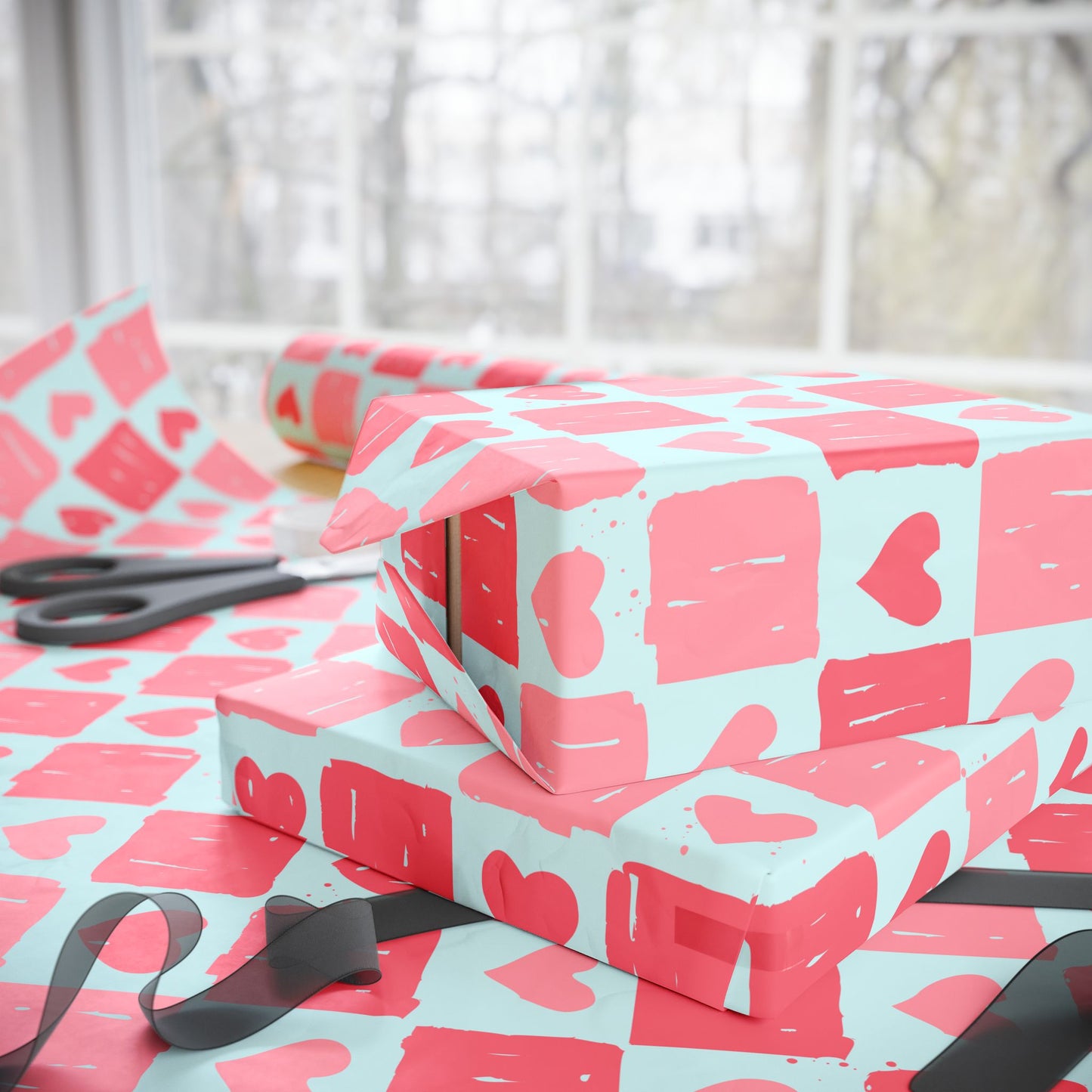Valentine's Day Wrapping Paper, Gift Wrap for Love, Cute Heart Pattern, Pink Gift Wrap, Holiday Wrapping Papers