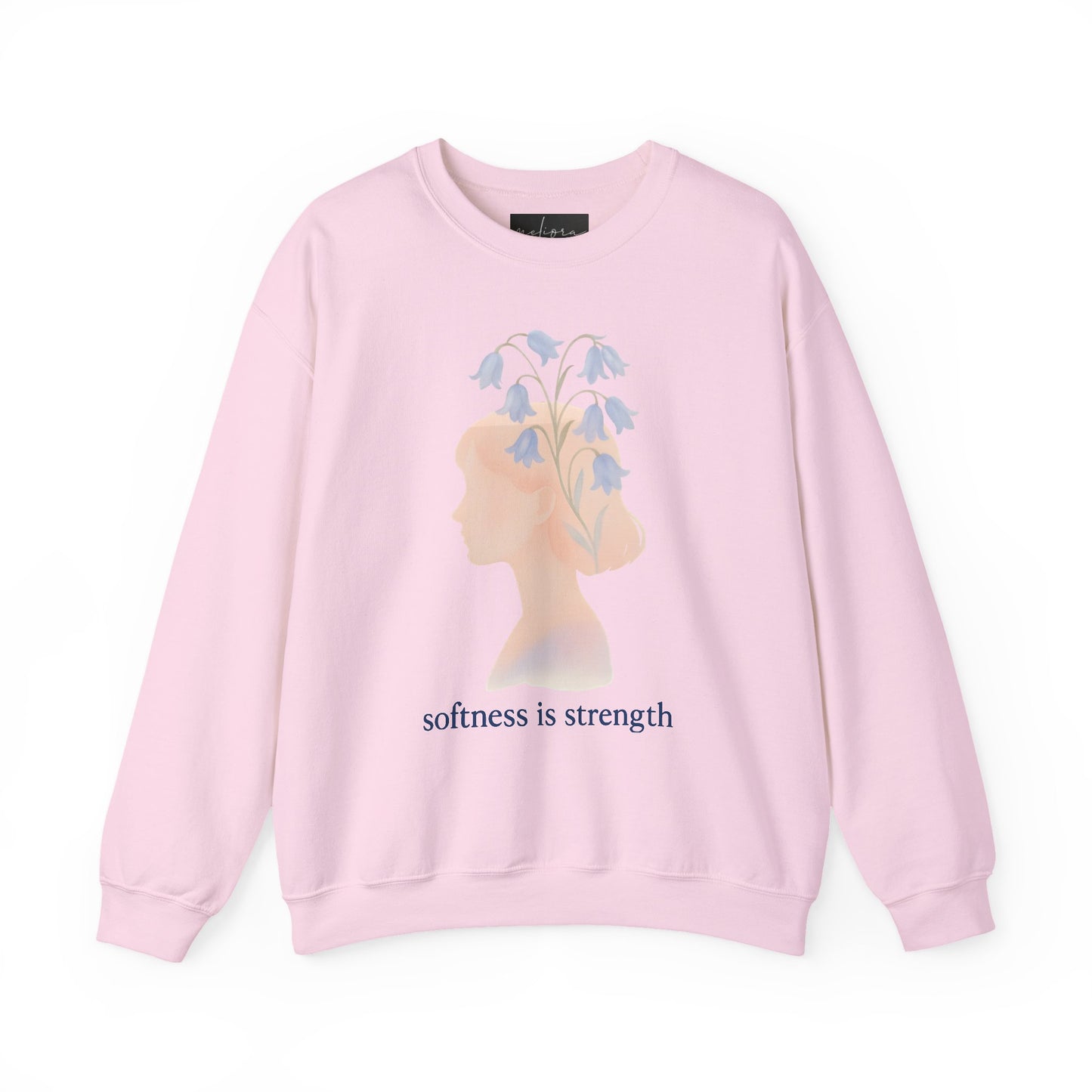 Bluebell flower, Softness is Strength Sweatshirt, Cozy Crewneck, Inspirational Gift, Affirmation Clothing, Casual Layering Top