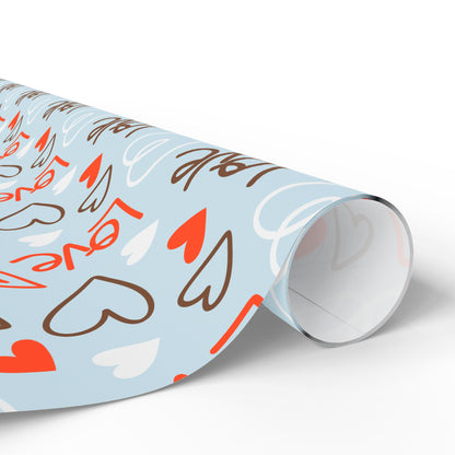 Cute Love Themed Wrapping Paper, Gift Wrap for Valentine's Day, Birthdays, Celebrations, Handmade Gift Packaging, Festive Wrapping