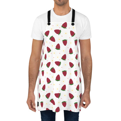 Cute Strawberry Print Kitchen Apron for Baking and Cooking