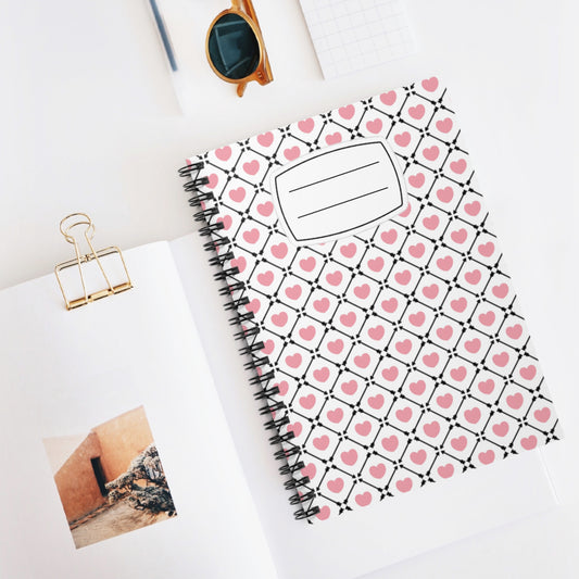 Heart-Patterned Spiral Notebook for Sweet Notes, Journaling, Back to School, Gift for Her, Cute Stationery