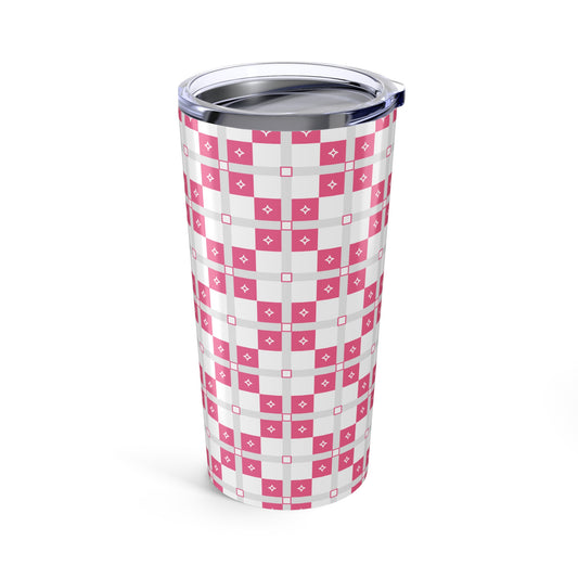 Chic Pink Patterned Tumbler 20oz | Stylish Travel Mug, Coffee Cup, Gift for Her, Birthday, Wedding, Home Office