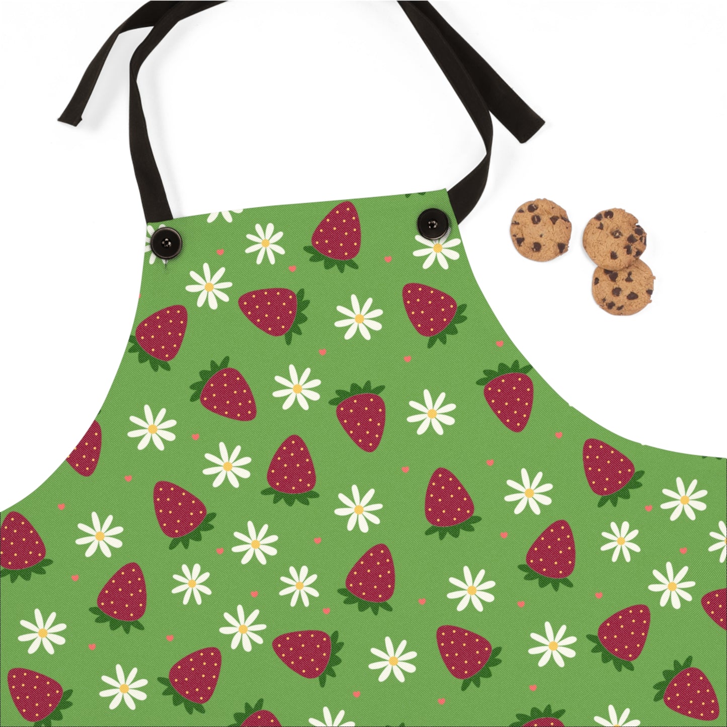 Cute Strawberry Print Kitchen Apron for Baking and Cooking