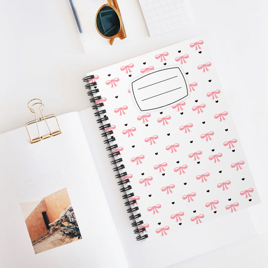 Charming Bow Spiral Notebook - Perfect for journaling, sketching, notes, gifts, back to school