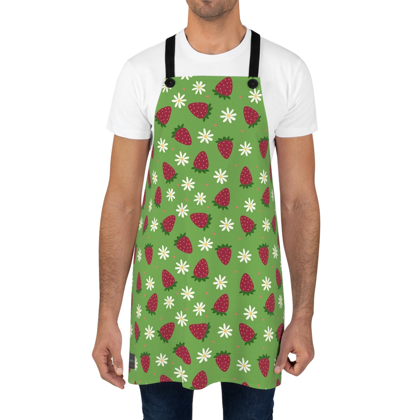 Cute Strawberry Print Kitchen Apron for Baking and Cooking