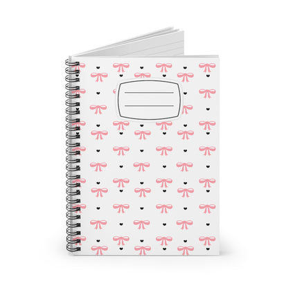 Charming Bow Spiral Notebook - Perfect for journaling, sketching, notes, gifts, back to school