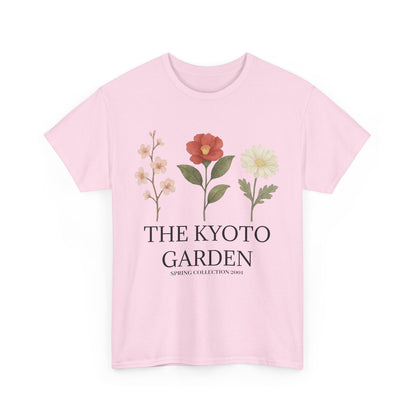Floral Spring Unisex Heavy Cotton Tee - Kyoto Garden Collection, Casual Wear, Gifts for Nature Lovers, Botanical T-Shirt, Spring Fashion