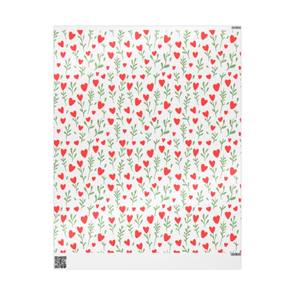 Charming Heart Patterns Gift Wrap, Eco-Friendly Wrapping Paper for Valentine's Day, Birthday, Weddings, Gifts, Floral Decor