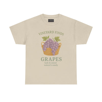 Vineyard Finds Heavy Cotton Tee - Sweet Grapes Design
