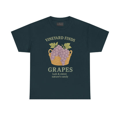 Vineyard Finds Heavy Cotton Tee - Sweet Grapes Design
