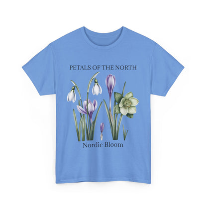 Nordic Floral Unisex Heavy Cotton Tee | Botanical Graphic Tee, Nature Lover Gift, Eco-Friendly, Spring Wear, Petals of the North