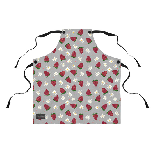 Cute Strawberry Print Kitchen Apron for Baking and Cooking