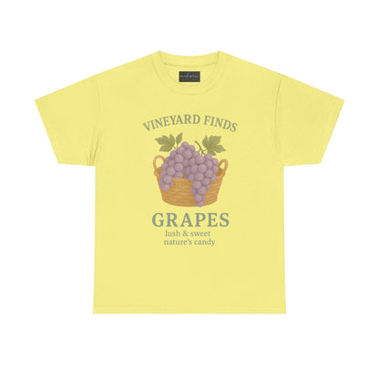 Vineyard Finds Heavy Cotton Tee - Sweet Grapes Design