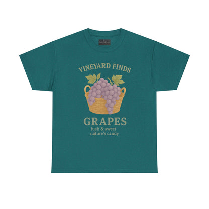 Vineyard Finds Heavy Cotton Tee - Sweet Grapes Design