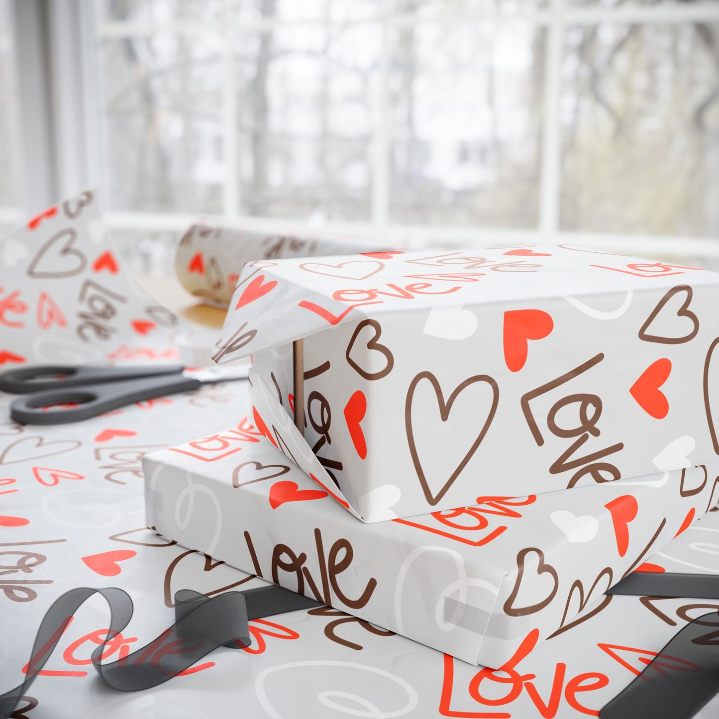 Heartfelt Gift Wrapping Paper, Romantic Gift Wrap, Love Themed Wrapping Paper, Valentine's Day, Wedding, Party Supplies