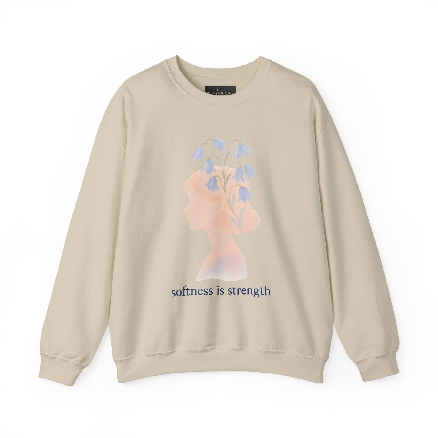 Bluebell flower, Softness is Strength Sweatshirt, Cozy Crewneck, Inspirational Gift, Affirmation Clothing, Casual Layering Top