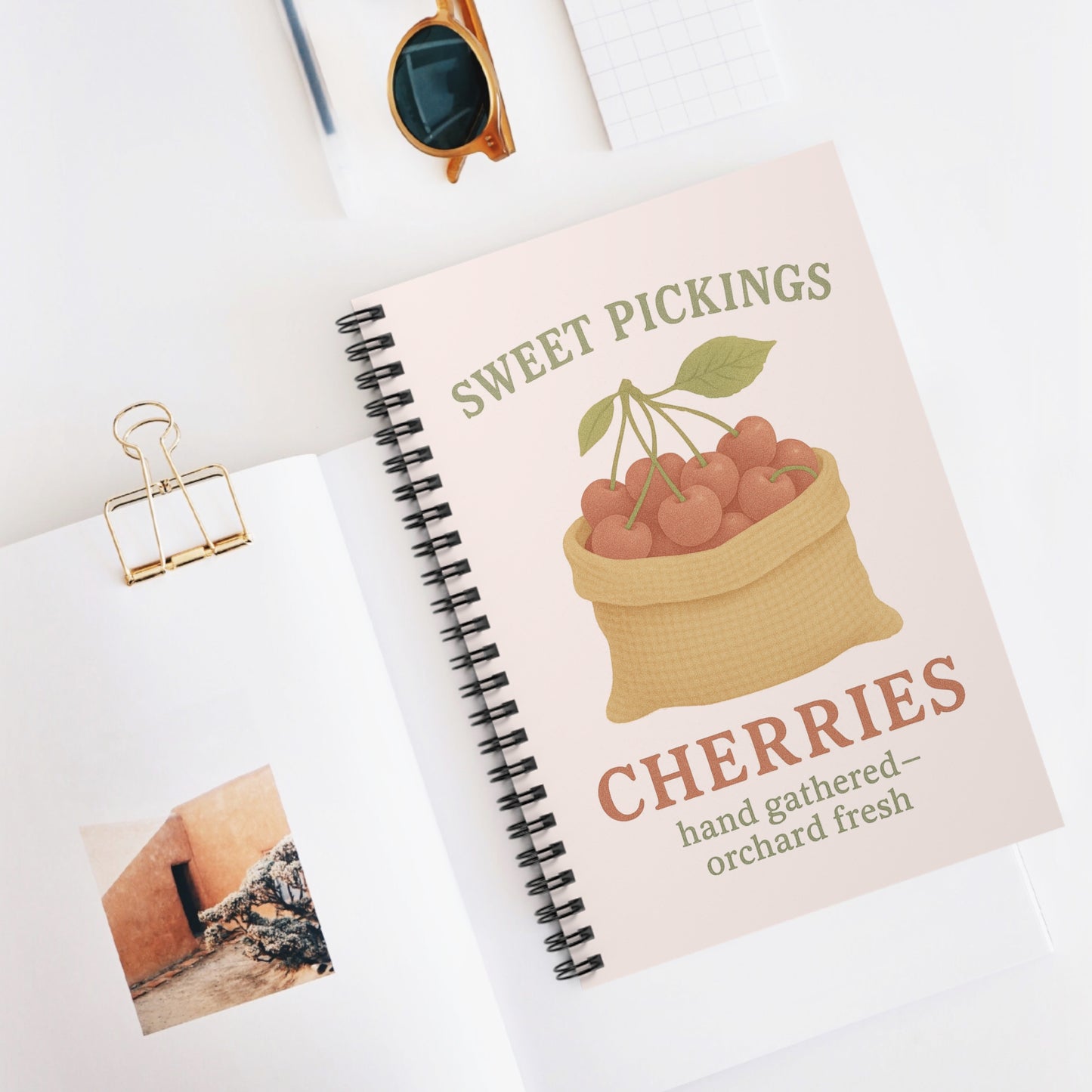 Charming Cherries Spiral Notebook - Fresh Harvest Design