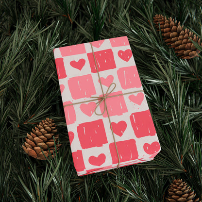 Heart Pattern Wrapping Paper - Valentine's Gift Wrap, Birthday Wrapping, Unique Gift Packaging, Celebration Decor, Eco-Friendly Paper