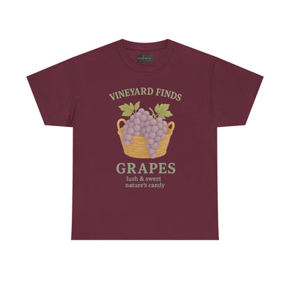 Vineyard Finds Heavy Cotton Tee - Sweet Grapes Design