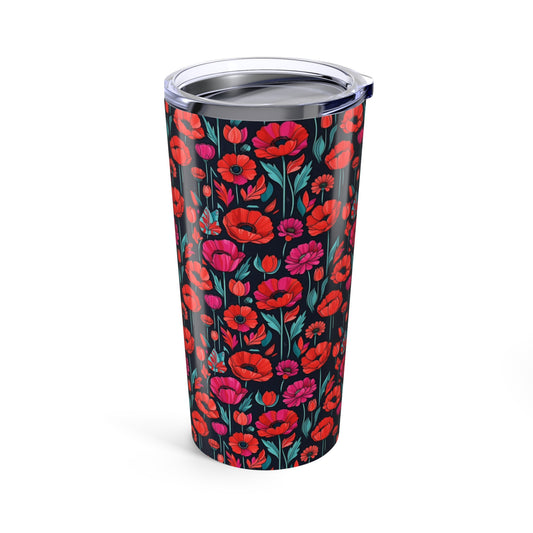 Vibrant Floral Tumbler, 20oz Travel Mug, Garden Lover Gift, Floral Drinkware, Eco-Friendly Coffee Cup, Summer Picnic Accessory