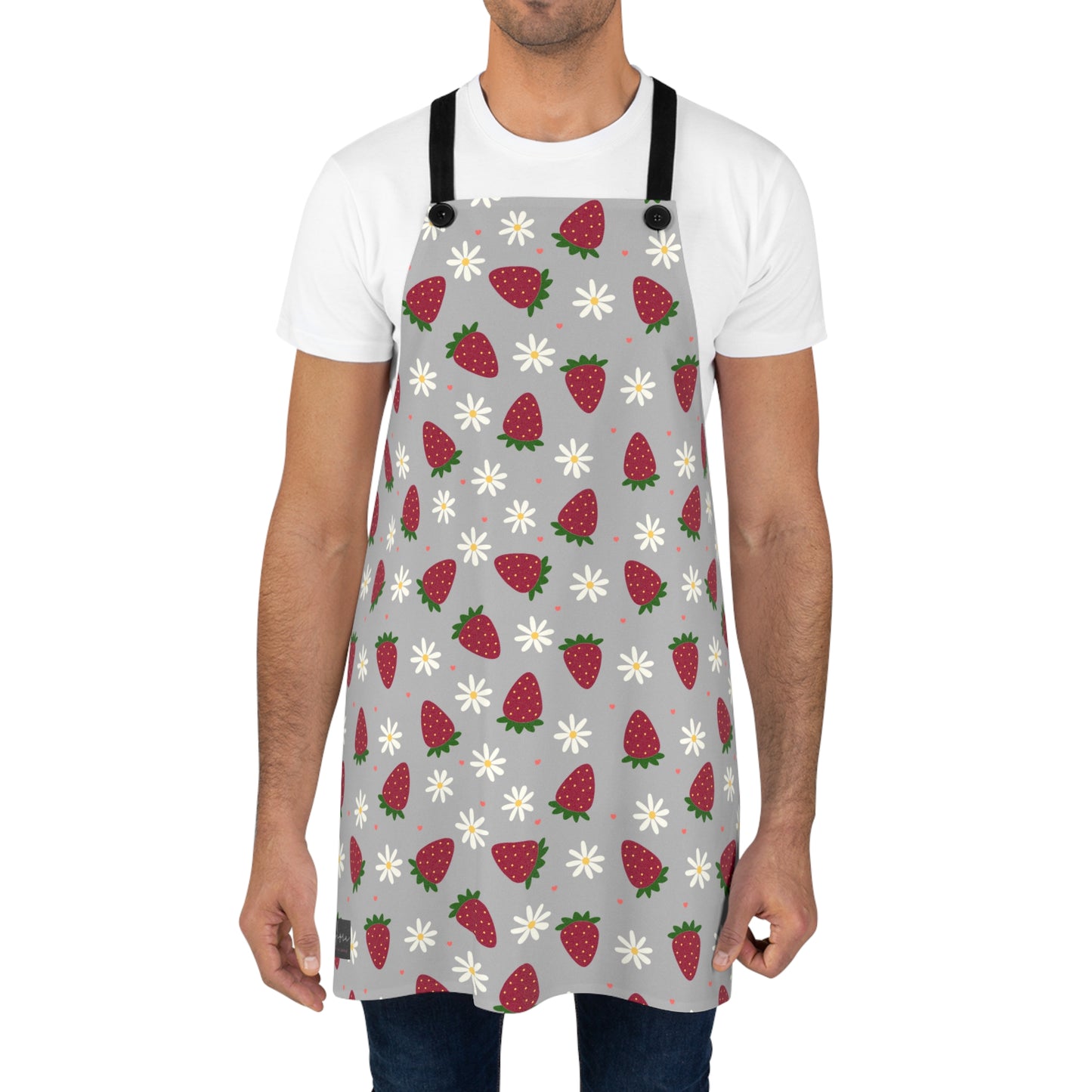 Cute Strawberry Print Kitchen Apron for Baking and Cooking
