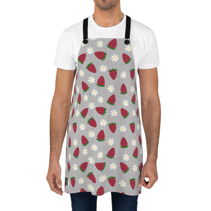Cute Strawberry Print Kitchen Apron for Baking and Cooking