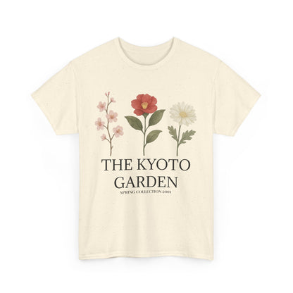 Floral Spring Unisex Heavy Cotton Tee - Kyoto Garden Collection, Casual Wear, Gifts for Nature Lovers, Botanical T-Shirt, Spring Fashion