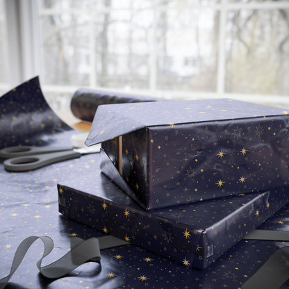 Elegant Starry Night Wrapping Paper, Gift Wrap for Holidays, Birthdays, Christmas, Eco-Friendly Gift Wrap, Festive Paper Rolls