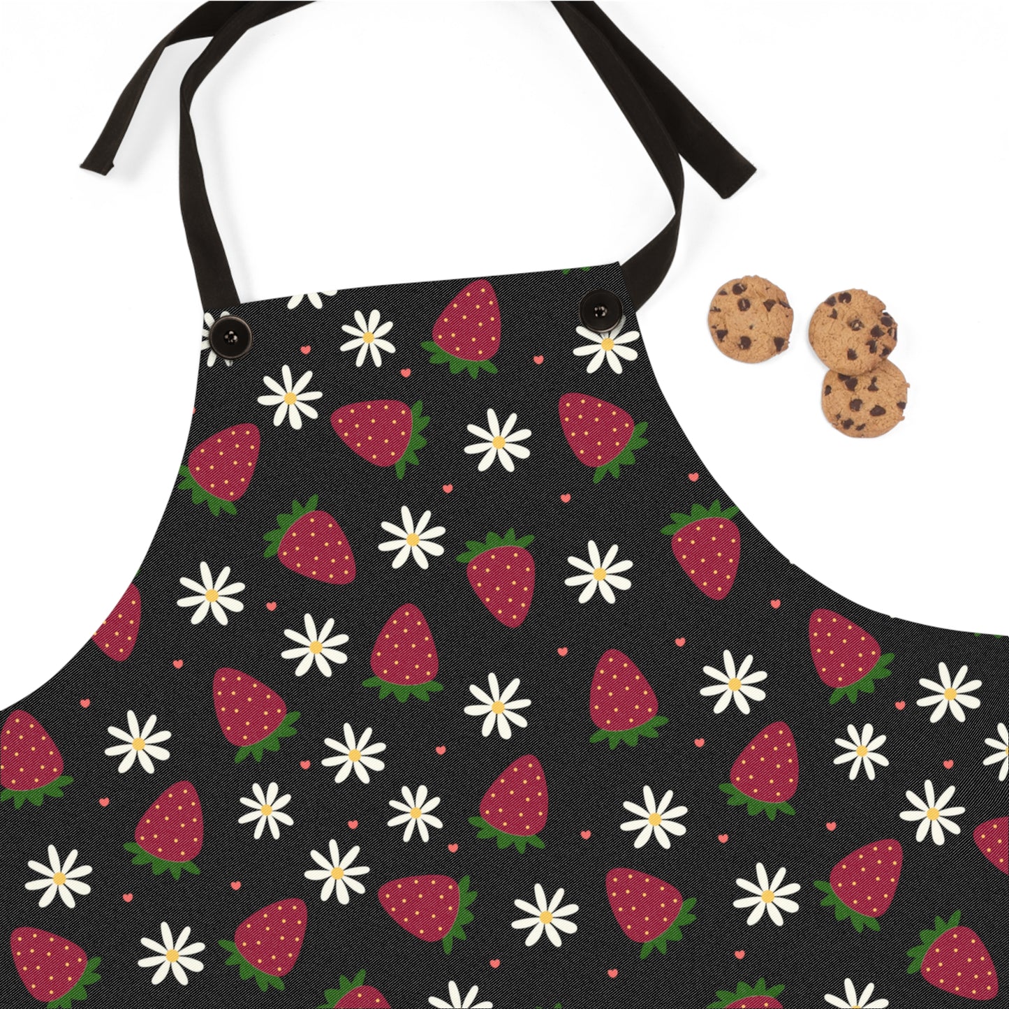 Cute Strawberry Print Kitchen Apron for Baking and Cooking