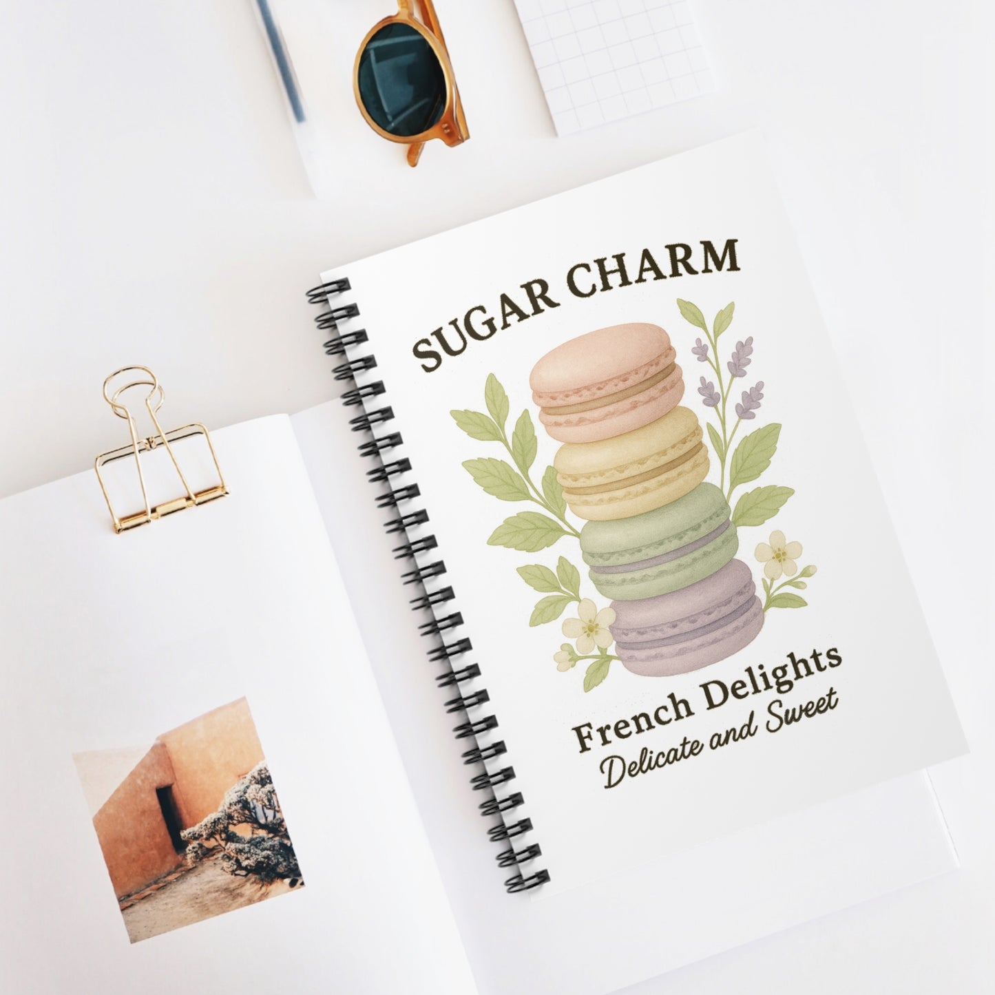 French Macaron Spiral Notebook, Cute Notepad for Baking Lovers, Sweet Gifts for Foodies, Journaling, School Supplies, Kitchen Decor