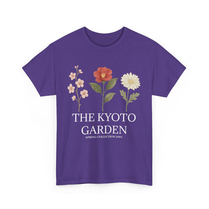 Floral Spring Unisex Heavy Cotton Tee - Kyoto Garden Collection, Casual Wear, Gifts for Nature Lovers, Botanical T-Shirt, Spring Fashion