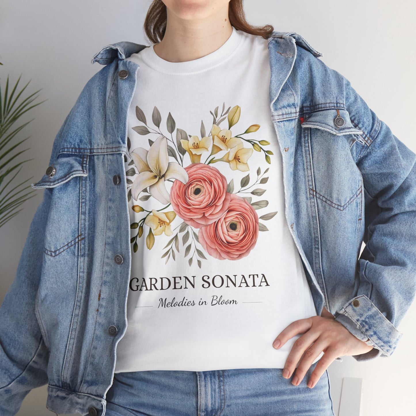 Floral Music Tee - Garden Sonata Shirt, Unisex Floral Tee, Music Lover Gift, Spring Style, Wedding Attire