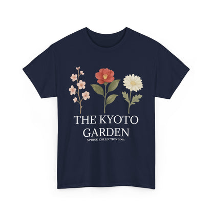 Floral Spring Unisex Heavy Cotton Tee - Kyoto Garden Collection, Casual Wear, Gifts for Nature Lovers, Botanical T-Shirt, Spring Fashion