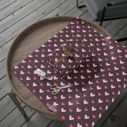 Heart Pattern Wrapping Paper Roll, Valentine's Gift Wrap, Cute Pink Heart Decor, Birthday Party Supplies, Eco-Friendly Wrapping