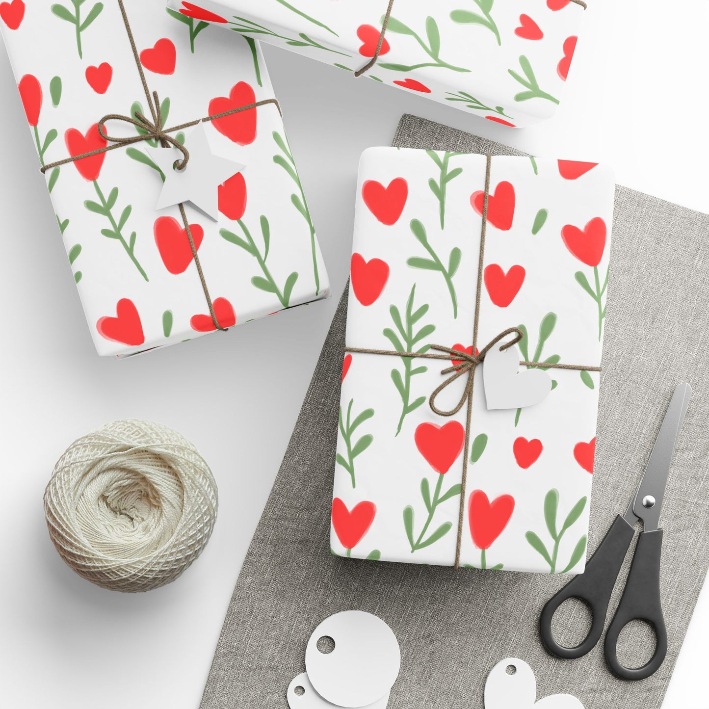 Charming Heart Patterns Gift Wrap, Eco-Friendly Wrapping Paper for Valentine's Day, Birthday, Weddings, Gifts, Floral Decor