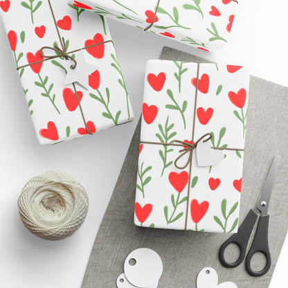 Charming Heart Patterns Gift Wrap, Eco-Friendly Wrapping Paper for Valentine's Day, Birthday, Weddings, Gifts, Floral Decor